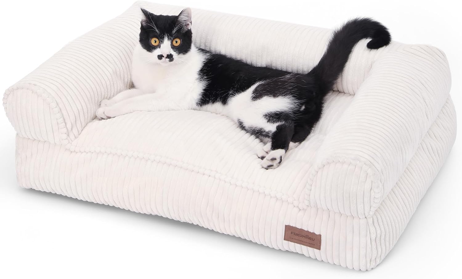Detalle de FUKUMARU Cat Couch Bed (27 inch, Medium) — Corduroy, Cream