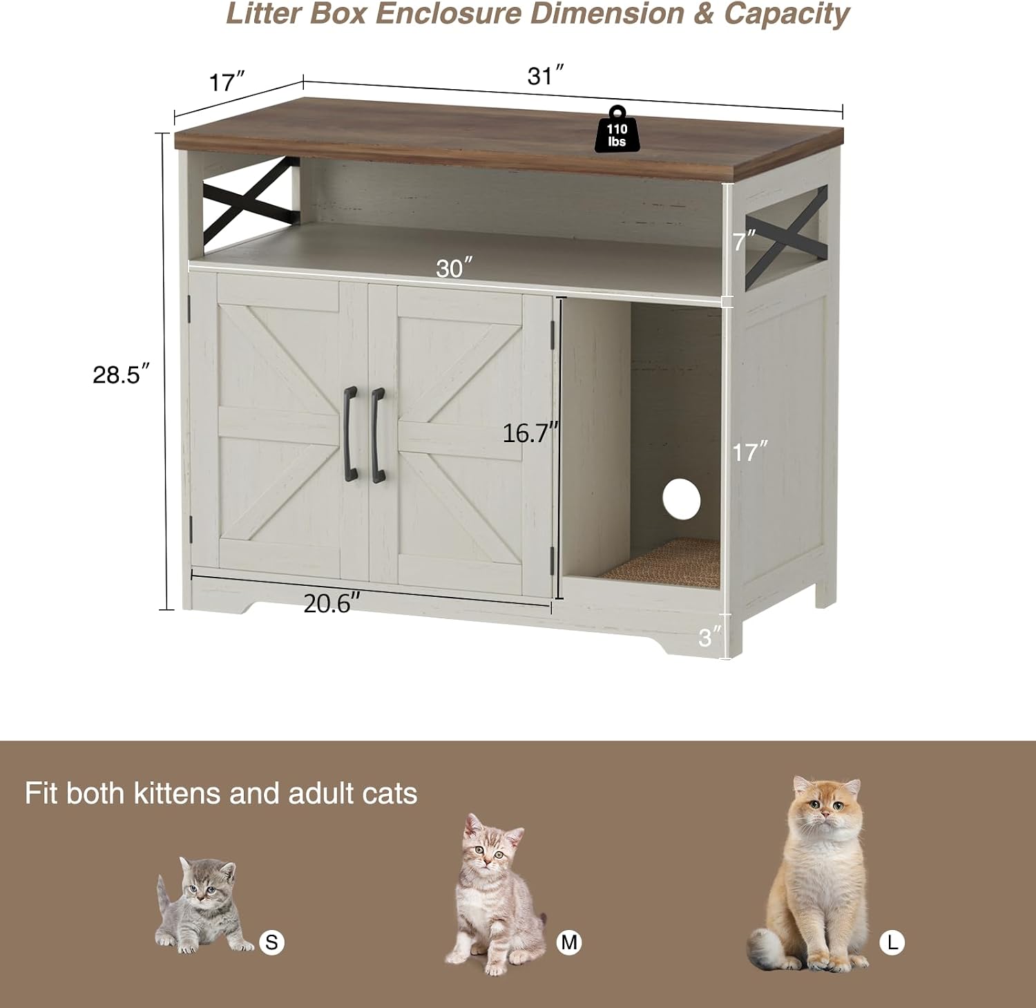 Detalle de Halitaa Cat Litter Box Enclosure, White