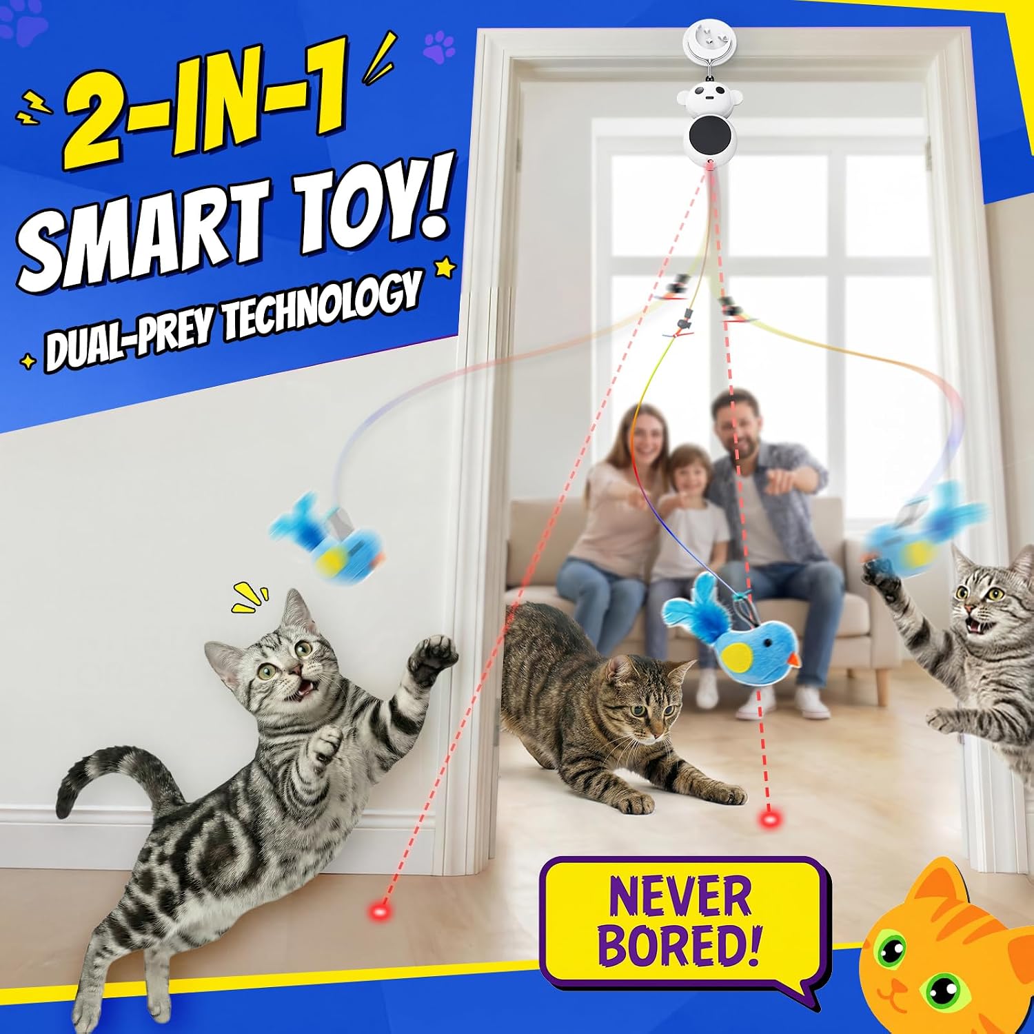 Thumbnail 1 de CATPICK Automatic Flying Bird Cat Toy with Dual Speeds and Touch Activation