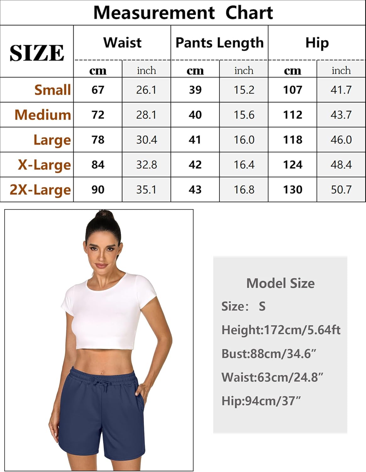 Detalle de Demegimi Short de sport pour femmes avec 2 poches latérales – short de yoga respirant non transparent