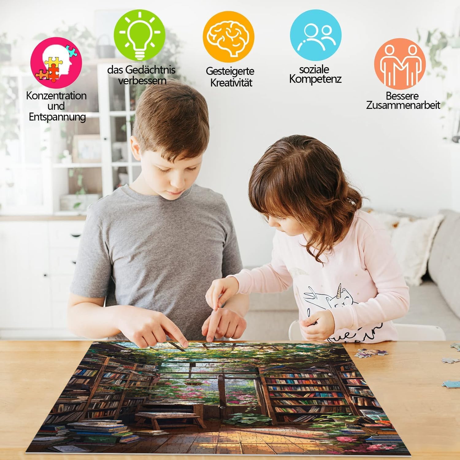 Thumbnail 4 de Puzzle 1000 Teile Erwachsene Blumenzimmer – 70 x 50 cm, Lernspiel & Geschenk, inkl. 1:1-Vorlage