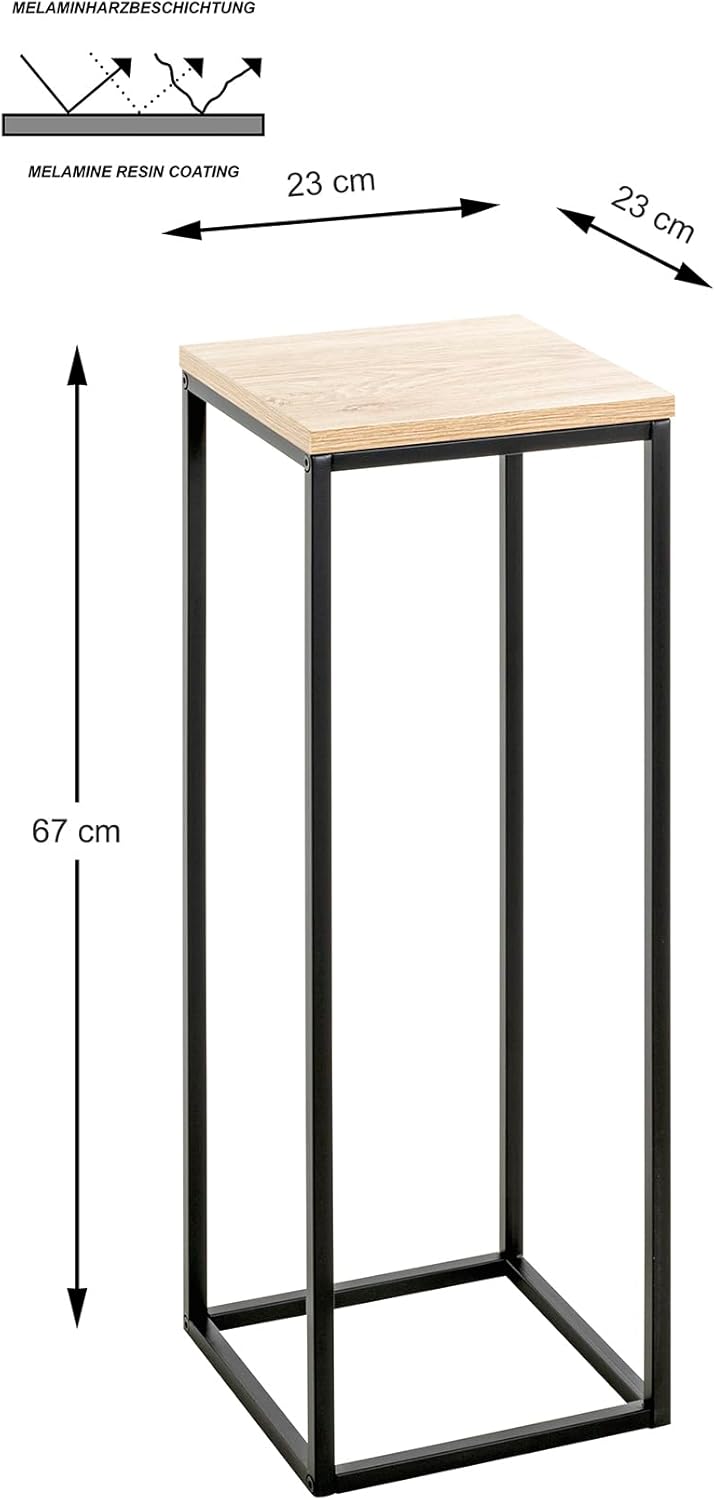 Thumbnail 2 de HAKU Colonna floreale rovere naturale/nero con ripiano MDF e struttura in metallo — 23 x 67 x 23 cm