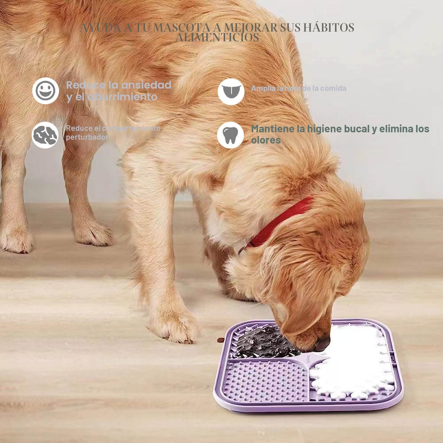 Detalle de Azyh 2 Alfombrillas para Lamer perros y gatos 20x20 cm con ventosas | Alimentador lento y tapete anti estrés