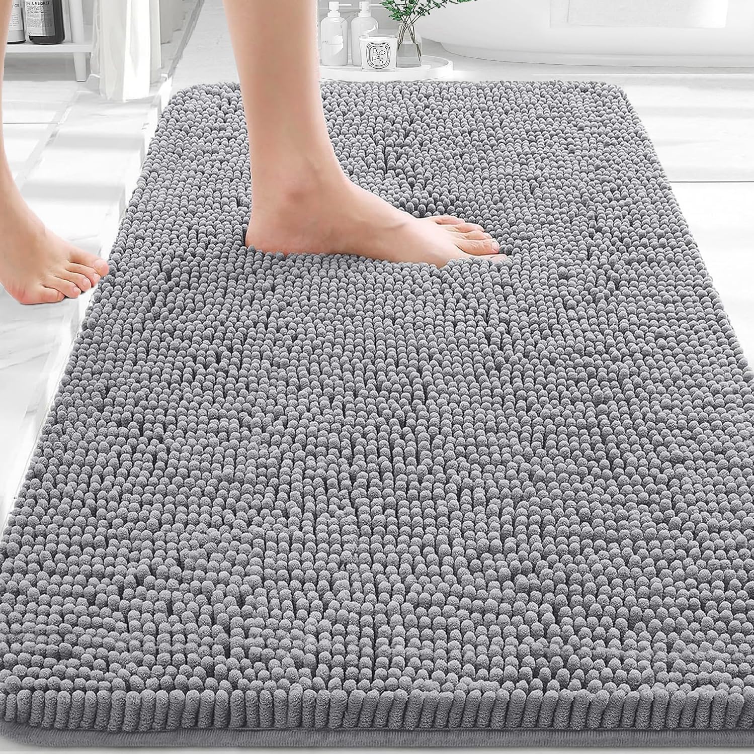 Detalle de Olanly Bath Mat 30 x 20 inches absorbent gray
