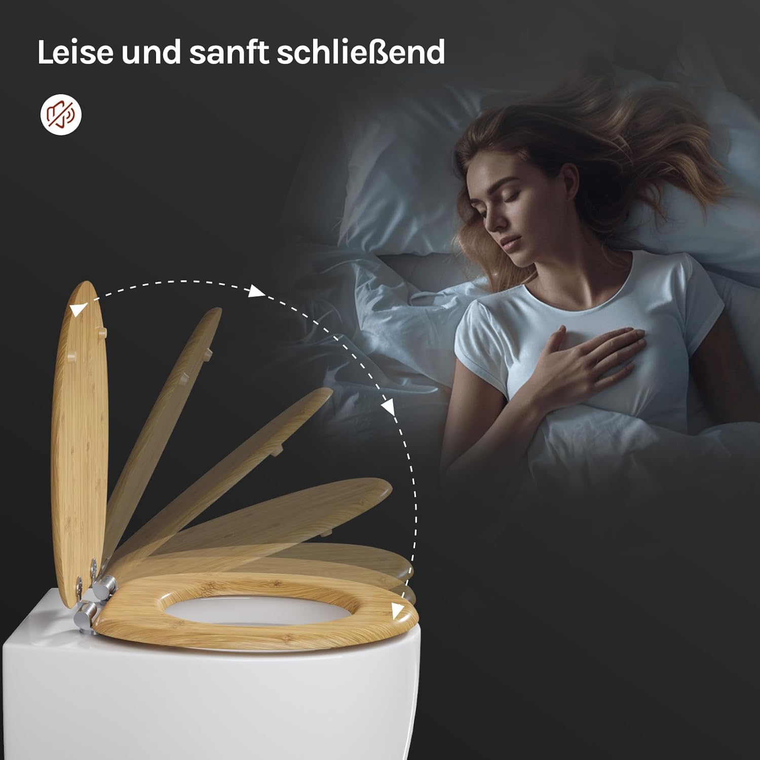 Thumbnail 2 de WOLTU Premium WC-Sitz mit Absenkautomatik, MDF-Holzkern & Softclose, Design Bamboo Oval