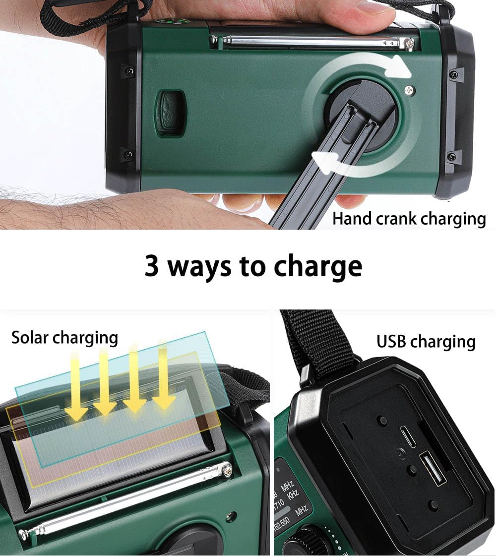 Thumbnail 6 de Radio Manovella Emergenza 20000mAh a energia solare con SOS e torcia 3 modalità