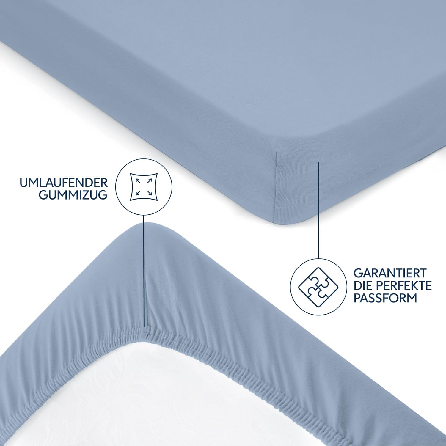 Detalle de Dreamzie Premium Spannbettlaken 70x200 cm – 100% gekämmte Baumwolle, 150 GSM, hellblau