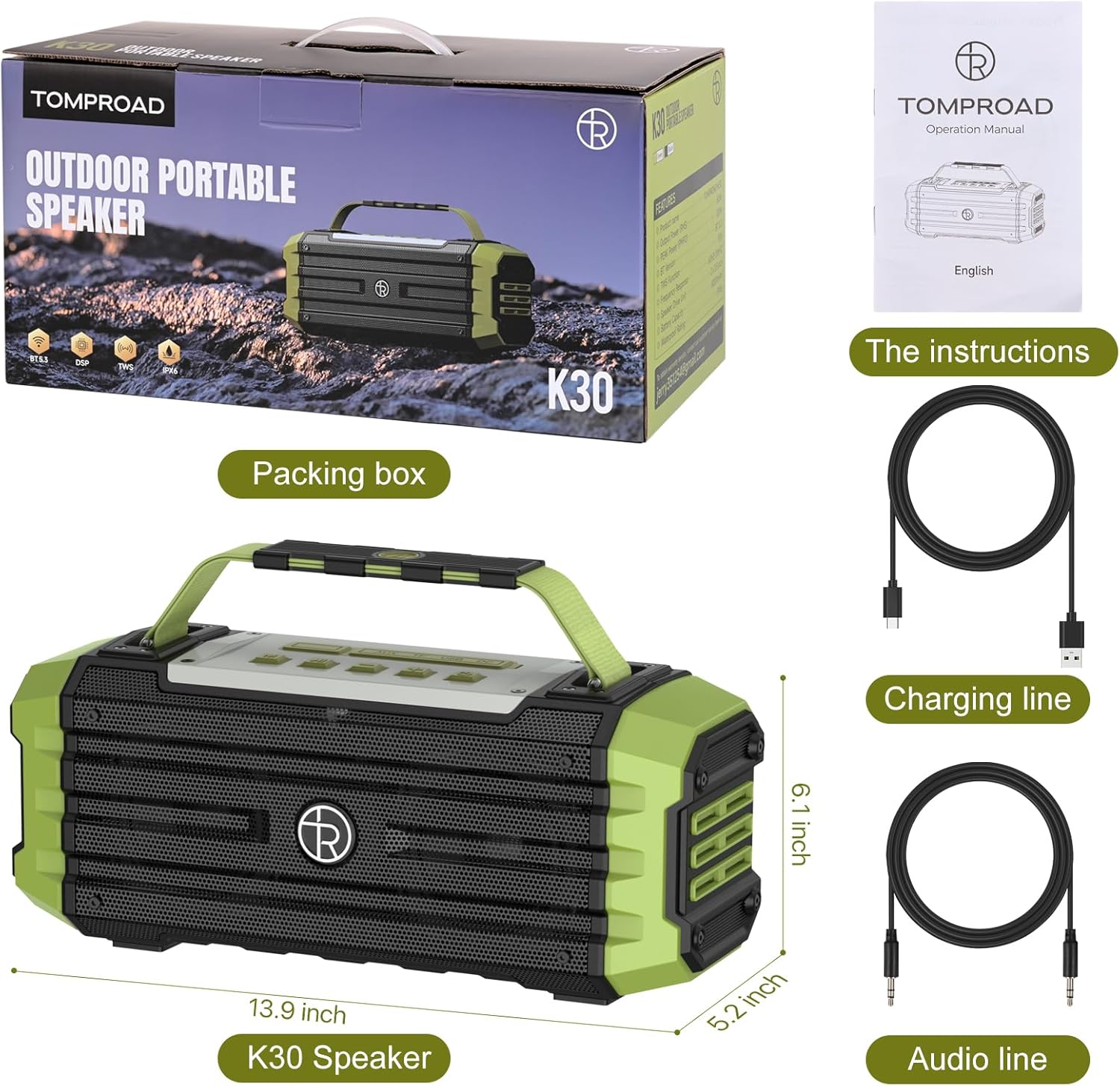 Thumbnail 6 de TOMPROAD Portable Bluetooth Speaker 120W for outdoor parties 📢