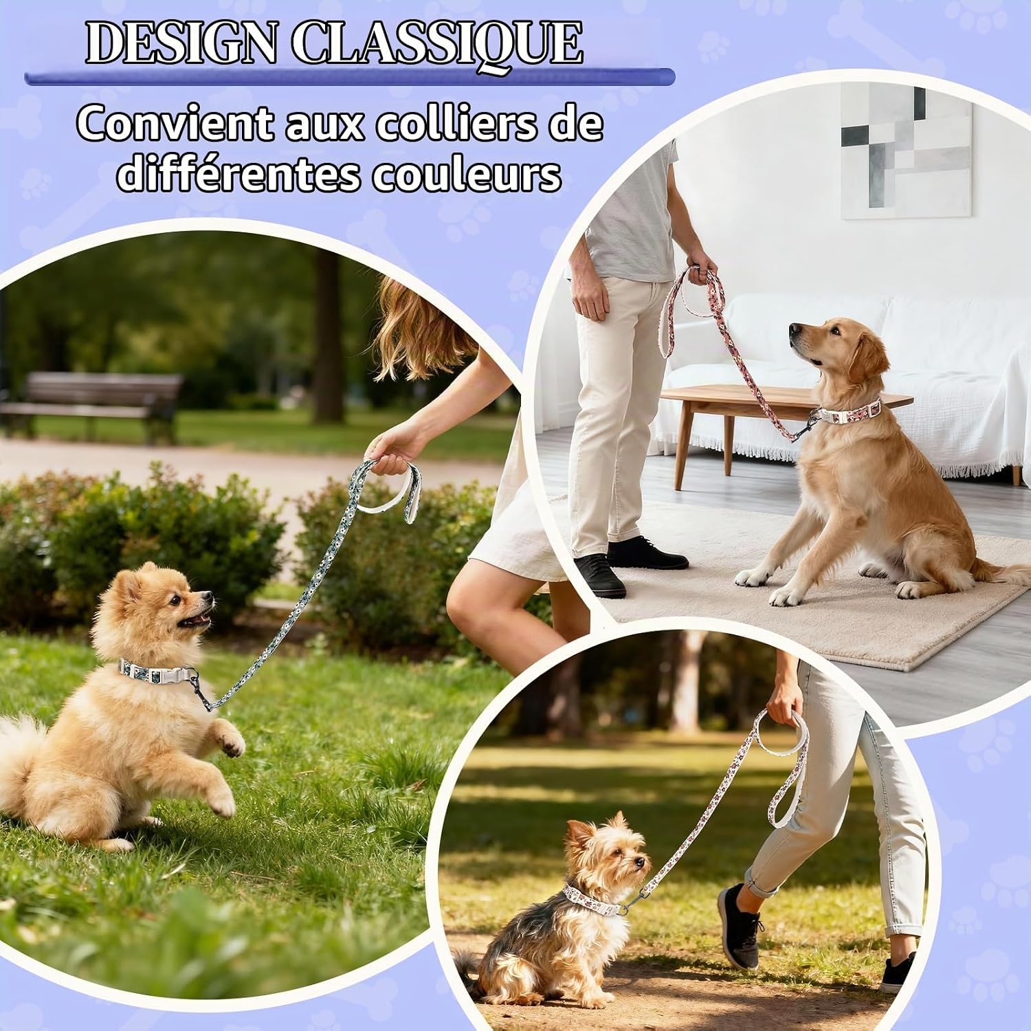 Detalle 1 de Playexen halsband- en riemset voor puppy’s, verstelbaar van 25 tot 40 cm, beige