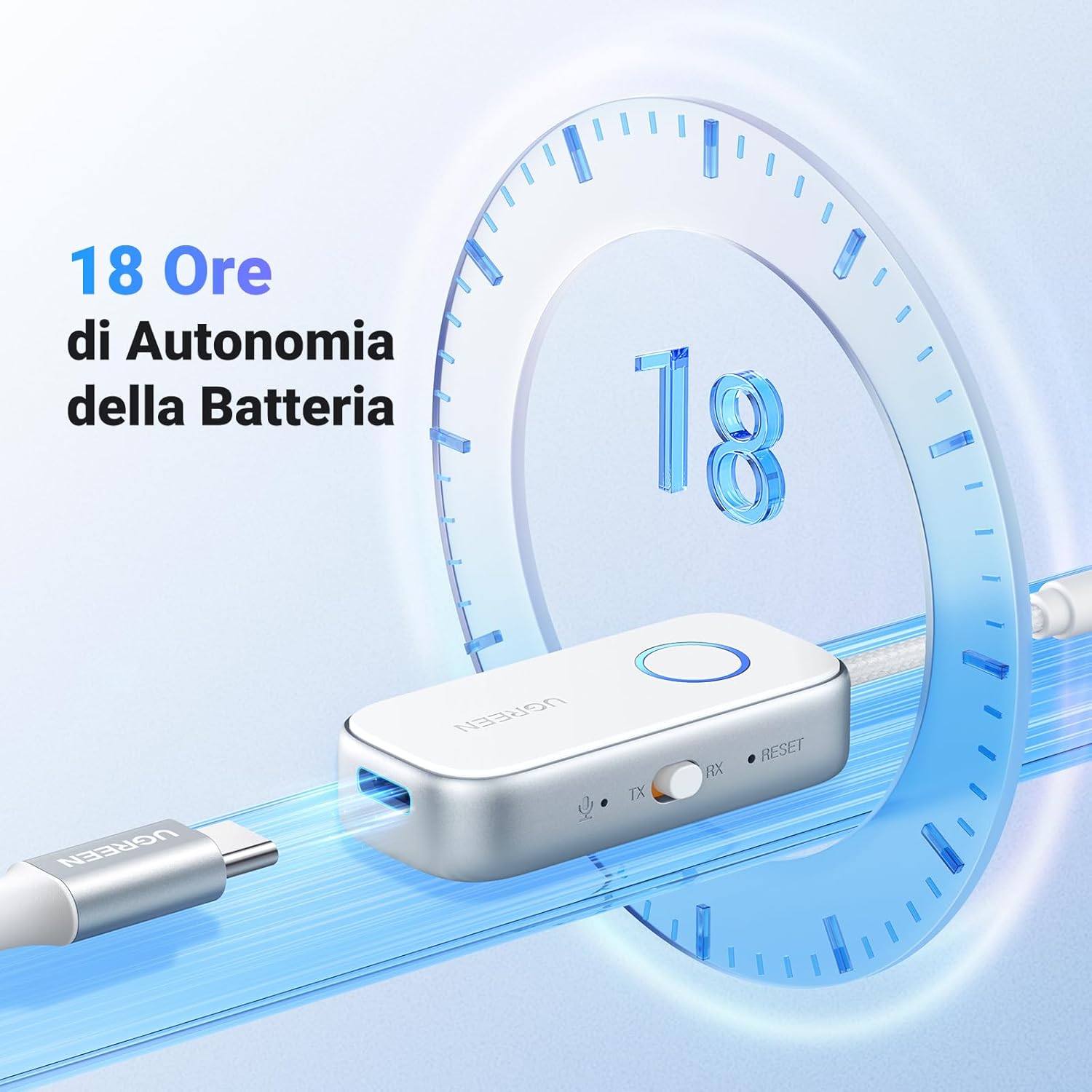 Detalle de UGREEN Trasmettitore/Ricevitore Bluetooth 6.0 2 in 1 con jack 3,5 mm