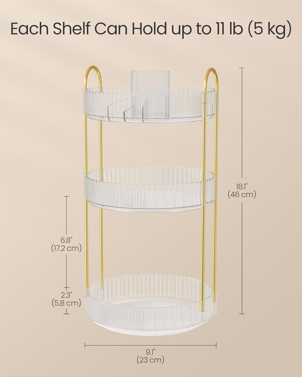 Thumbnail 5 de SONGMICS 3-Tier Rotating Makeup Organiser