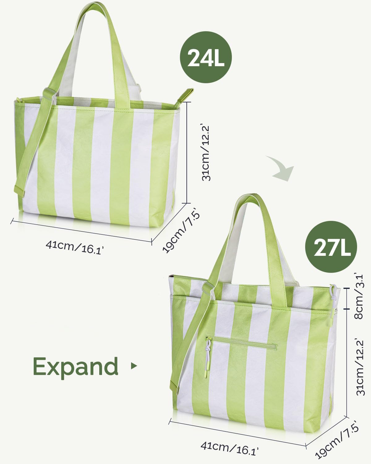 Detalle de HOMESPON Sac de Plage Grande Imperméable avec Fermeture Éclair et Poche Humide – Léger et Polyvalent