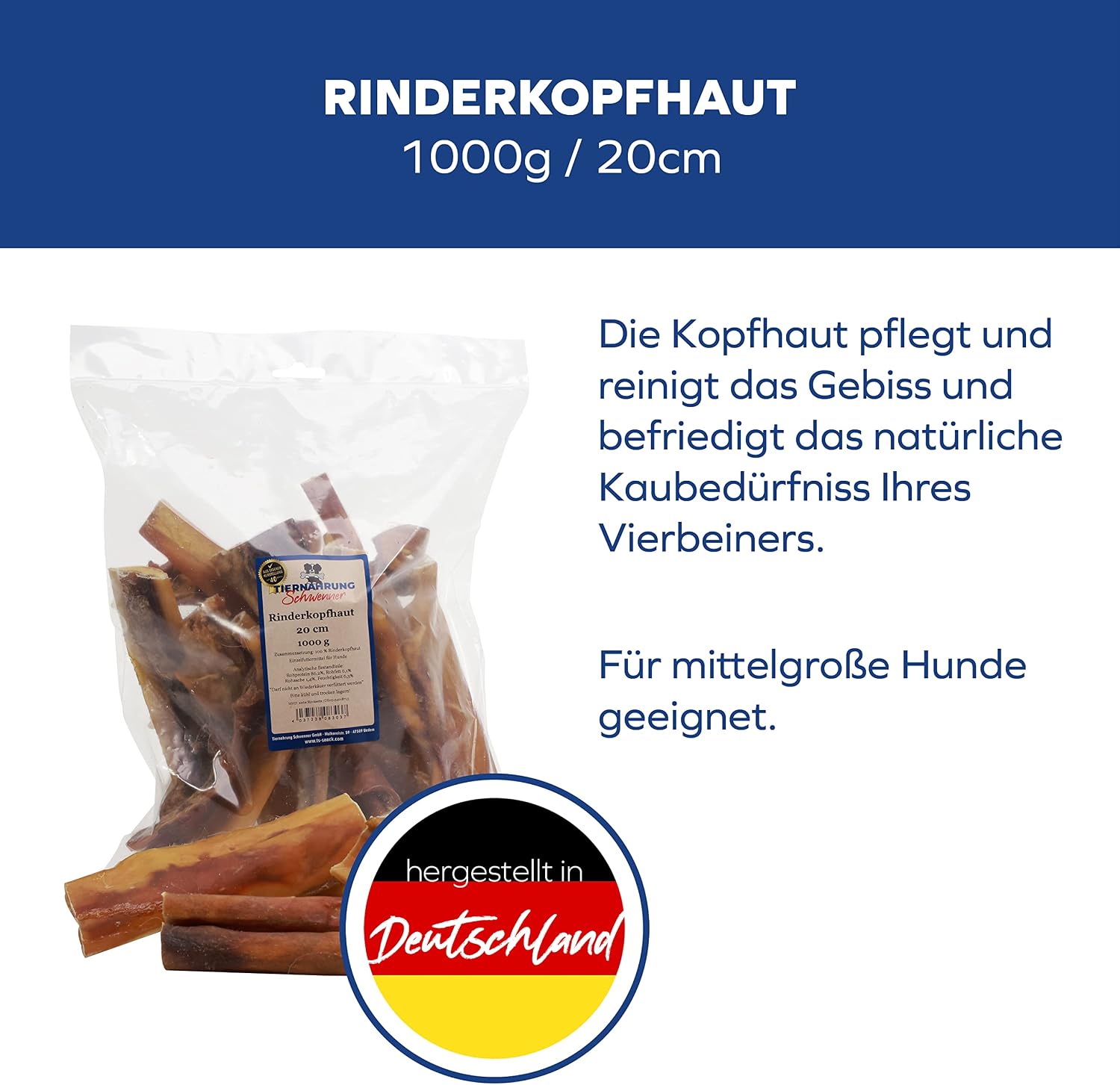 Detalle 1 de Tiernahrung Schwenner Rinderkopfhaut 1000g