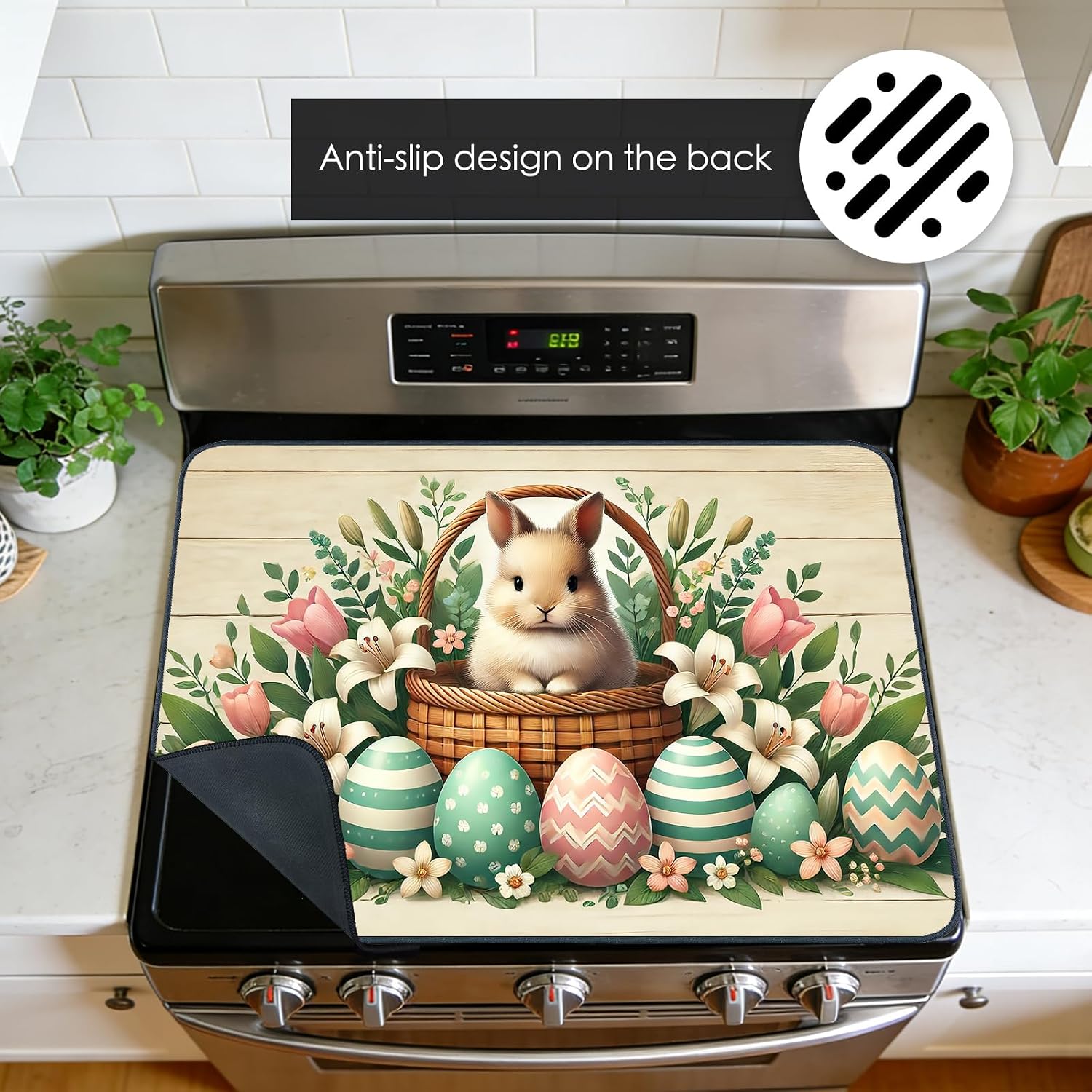 Detalle 2 de Nuxovilar Rabbit Basket Stove Cover, Diatom Mud Countertop Mat