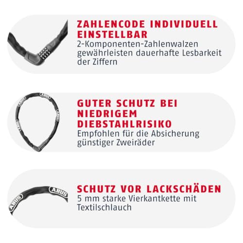 Detalle 2 de ABUS Steel-O-Chain 5805C/75: Kettenschloss mit 5 mm Kette, 75 cm, Schwarz