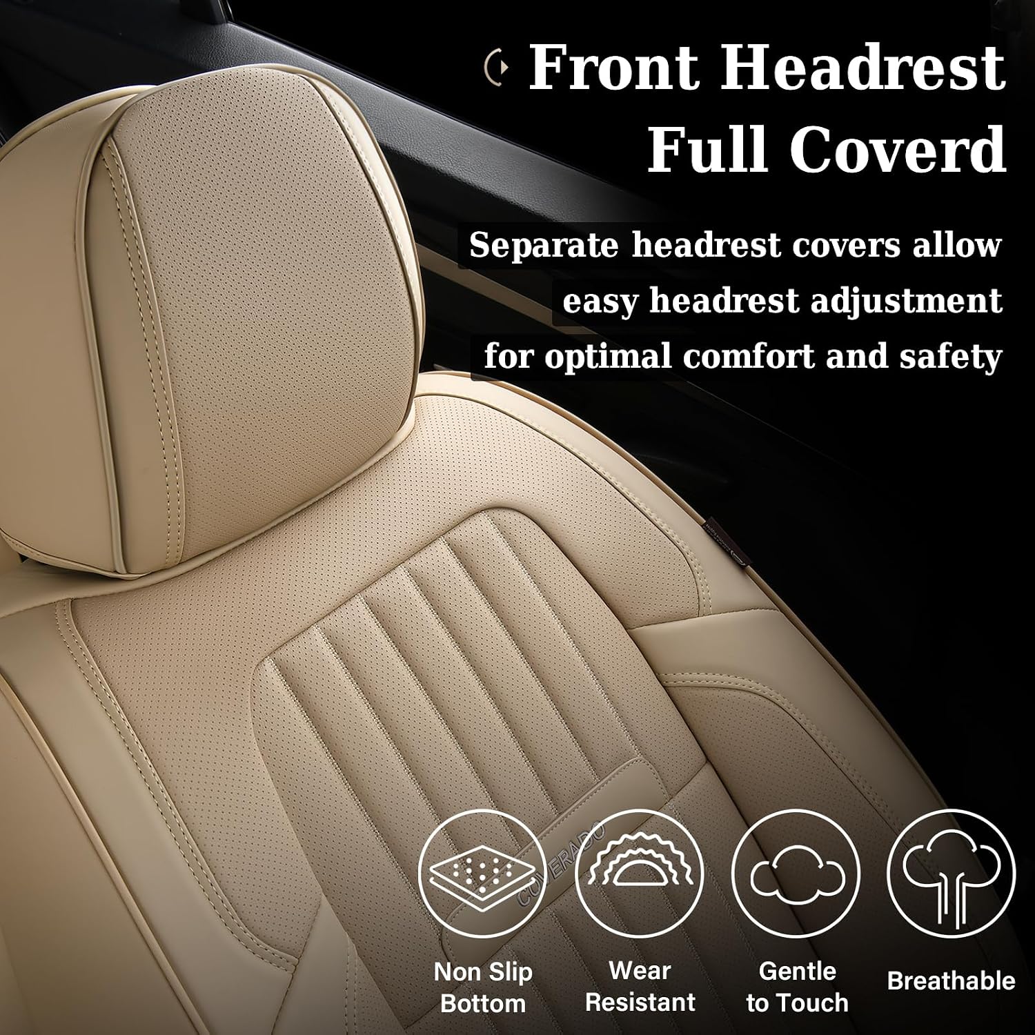 Thumbnail 5 de Coverado Perforated Nappa Leather Seat Covers 2-Pack