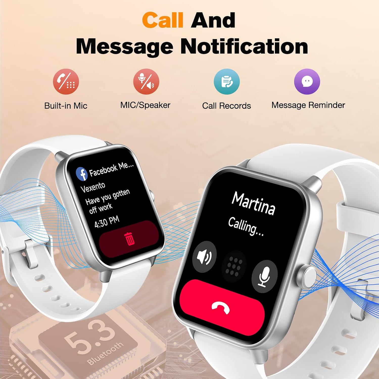 Detalle 2 de Smart Watch for Men Women Fitness Tracker (Alexa built-in & IP68) with Heart Rate Monitor, 1.8" touchscreen – White