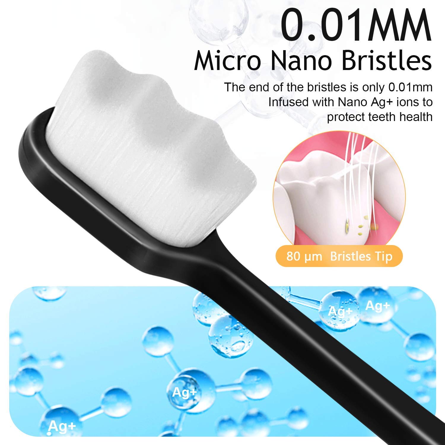 Thumbnail 1 de VEGOLS Extra Soft Toothbrush for Adults with Sensitive Gums — 6-Pack, 20000 Bristles, Floss-Tip, Ergonomic Non-Slip Handle