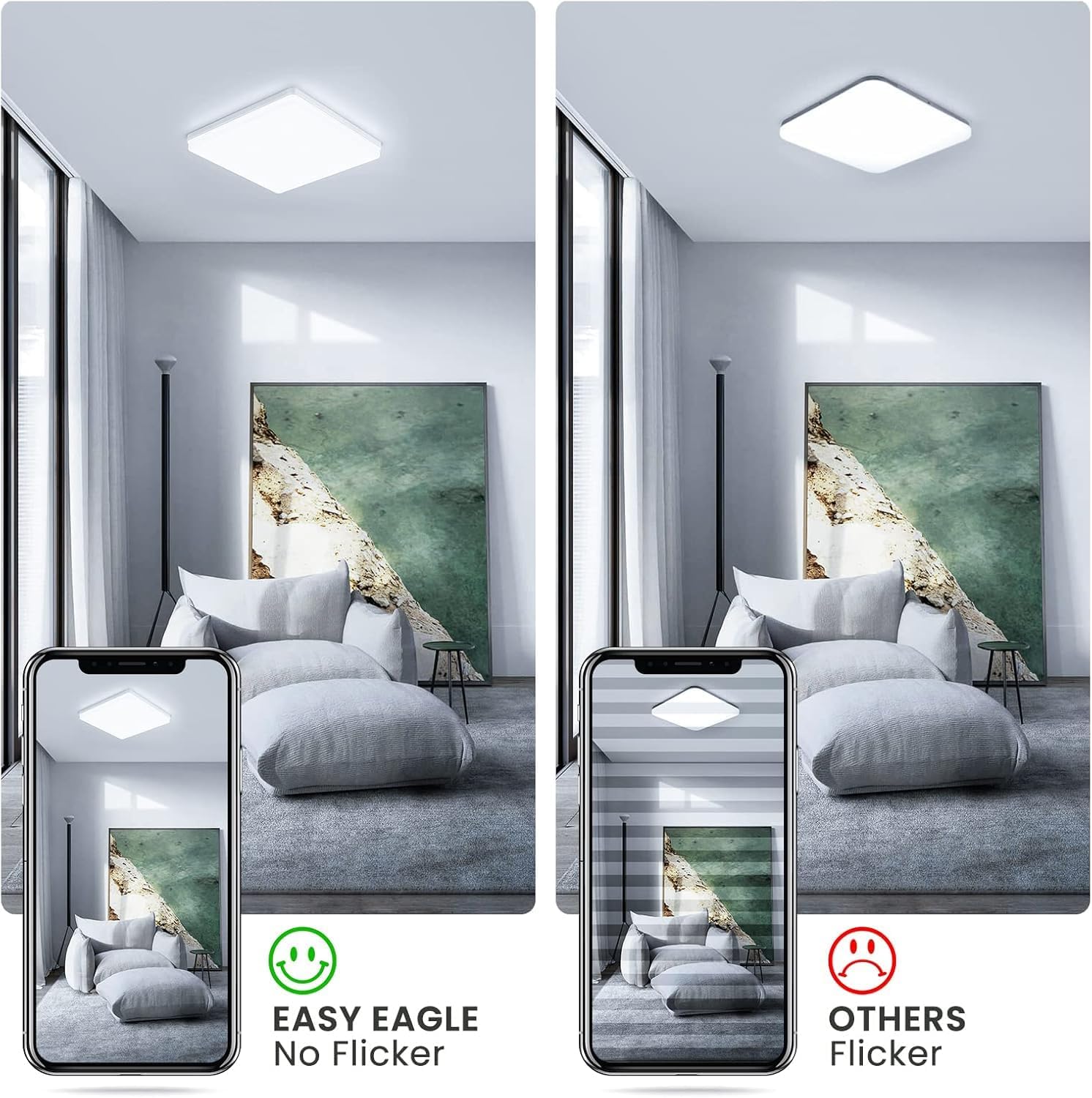 Thumbnail 4 de EASY EAGLE LED Deckenleuchte flach, 6500K, 24 W (2400 lm), IP44 – quadratisches LED-Panel für Bad, Flur & Küche