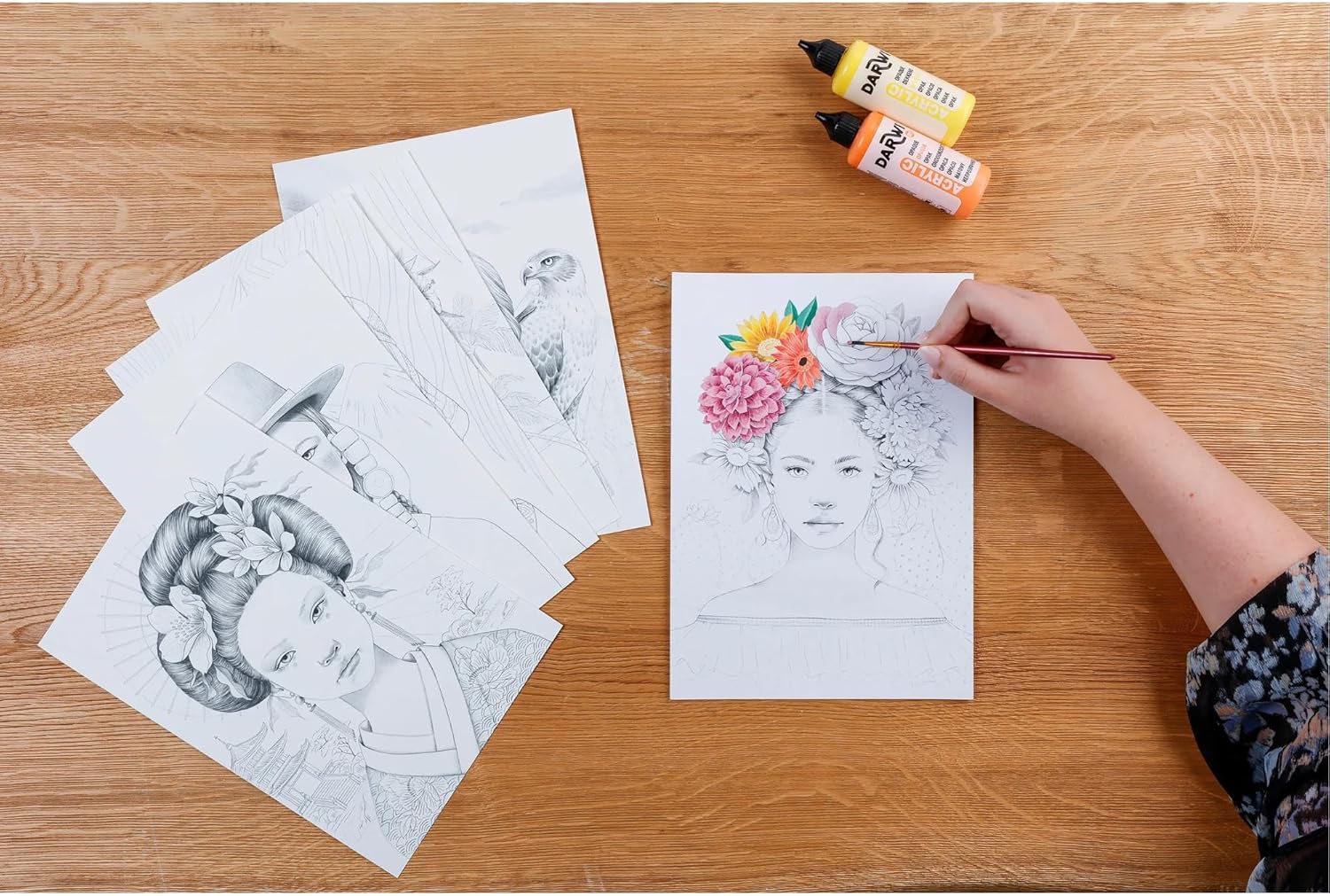 Thumbnail 6 de Clairefontaine 95741C Bloc de Coloriage Pour Adulte – Les Femmes, 20 Feuilles A4+ Multitechniques