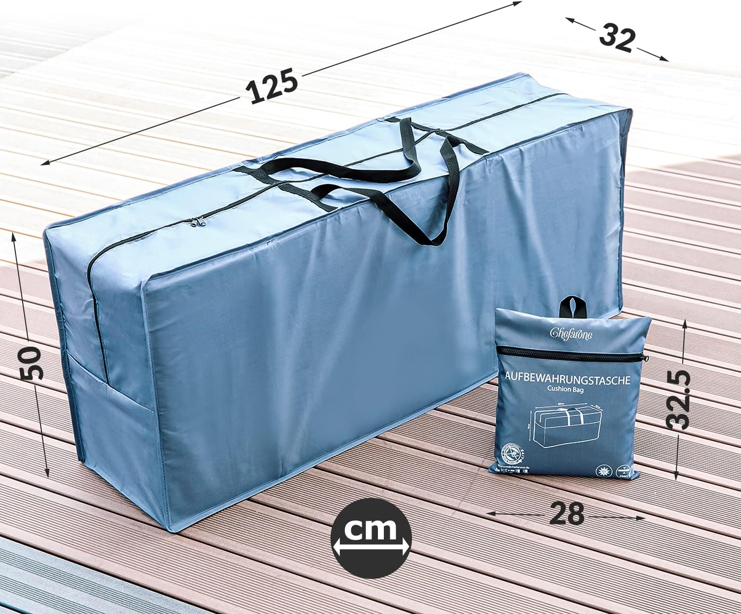 Detalle 2 de Chefarone CHEF000028 opberghoes voor tuinkussens, 420D polyester met rits
