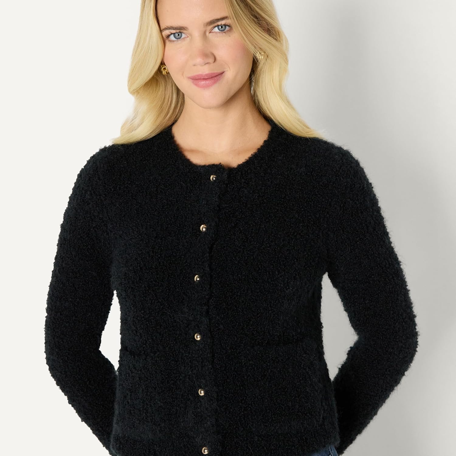 Detalle de Amazon Essentials Damen Regular-Fit Bouclé-Wollmischung Jacke „Demis Favorit“ mit Knöpfen