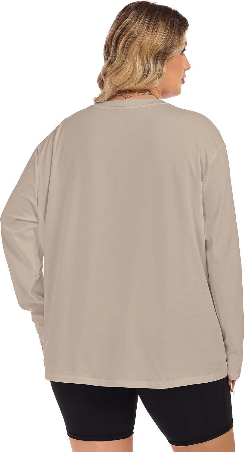 Detalle 2 de CHICALLURE Plus-Size Long-Sleeve Top with Crew Neck and Oversized Fit