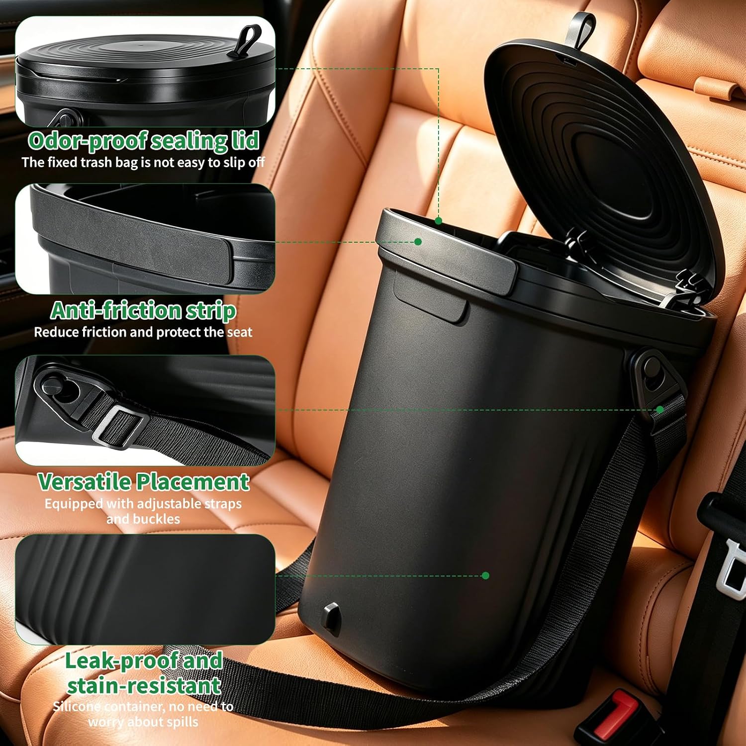 Detalle 2 de Car Trash Can with Lid, 2 Gallons