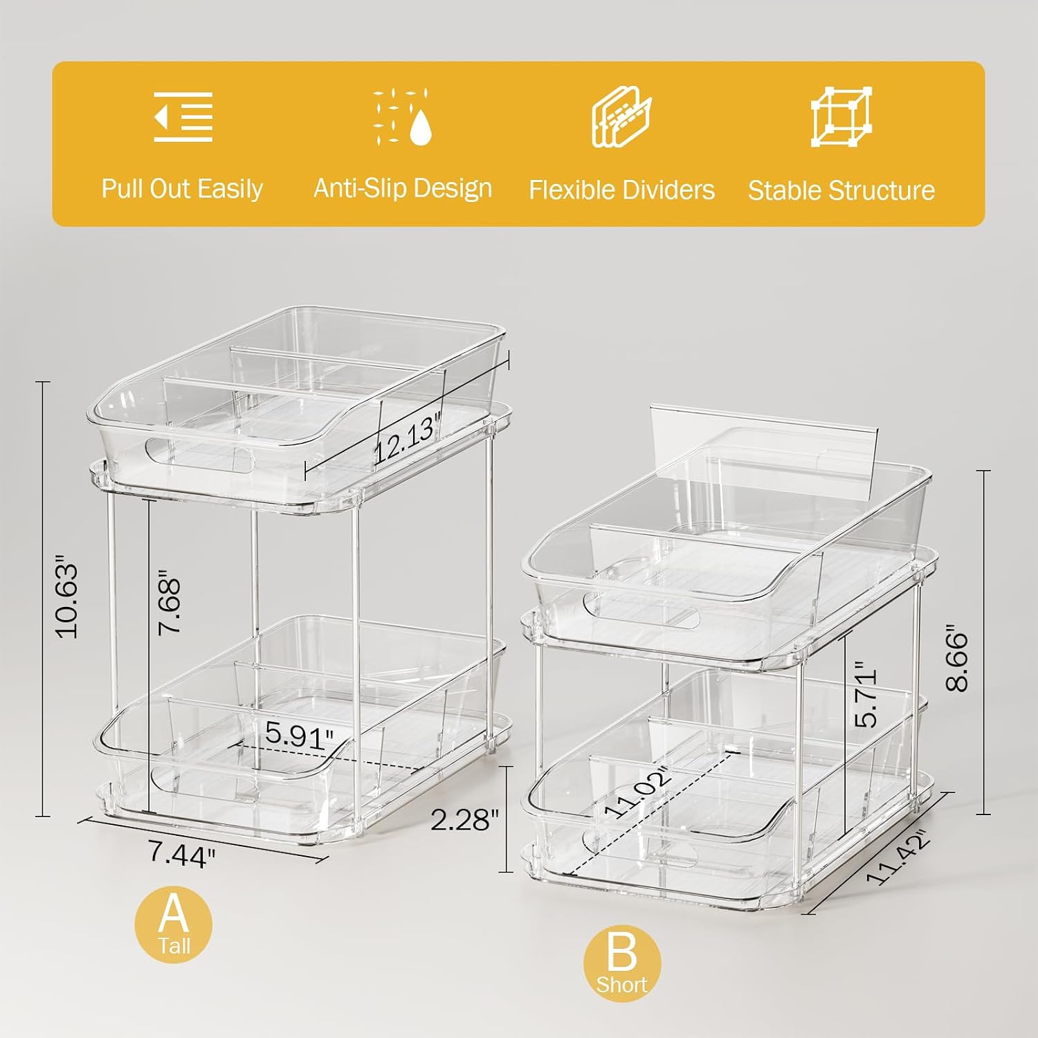 Detalle 2 de Delamu 2-Tier Under Sink Organizers, 2-Pack ⚙