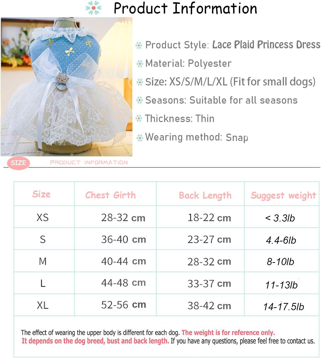 Detalle de BT Bear Small Dog Dress XS tutu skirt for wedding