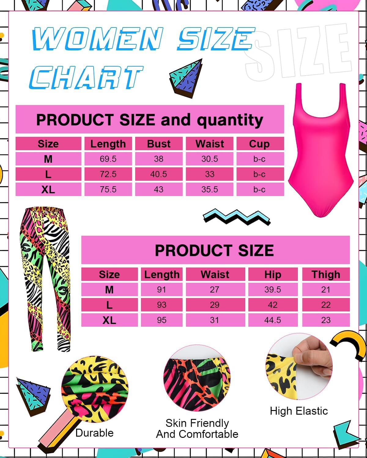 Thumbnail 1 de BIQIQI 80s Costume Set for Girls and Women