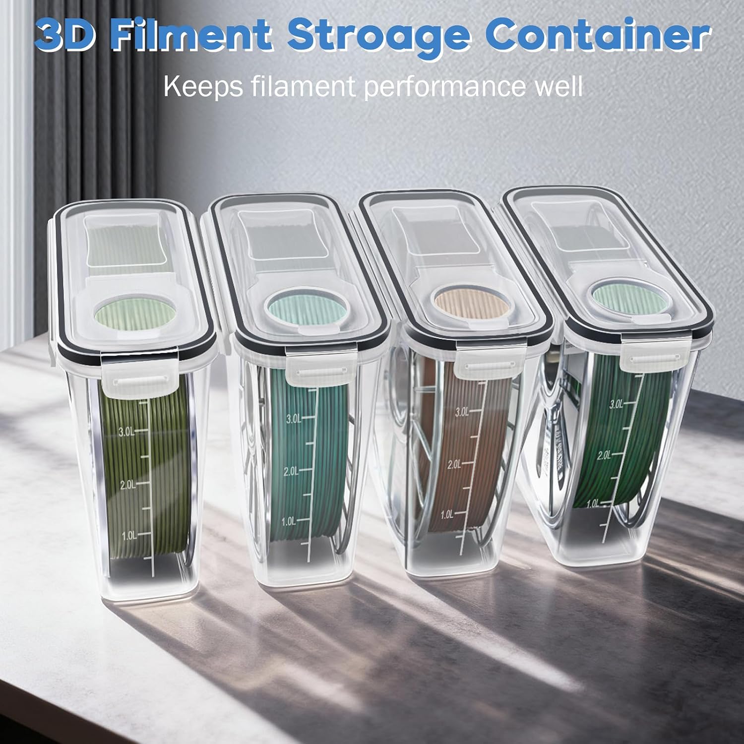 Thumbnail 1 de Wiseten förvaringslådor för 3D-filament, 4-pack, 4,0 l med silikonförsegling