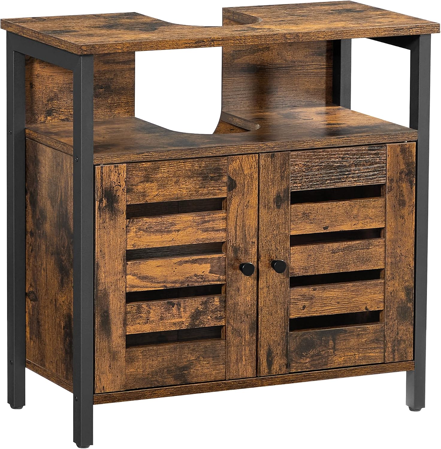 Detalle de VASAGLE BBC901B01 Under-Sink Bathroom Cabinet with Steel Frame and Adjustable Shelf