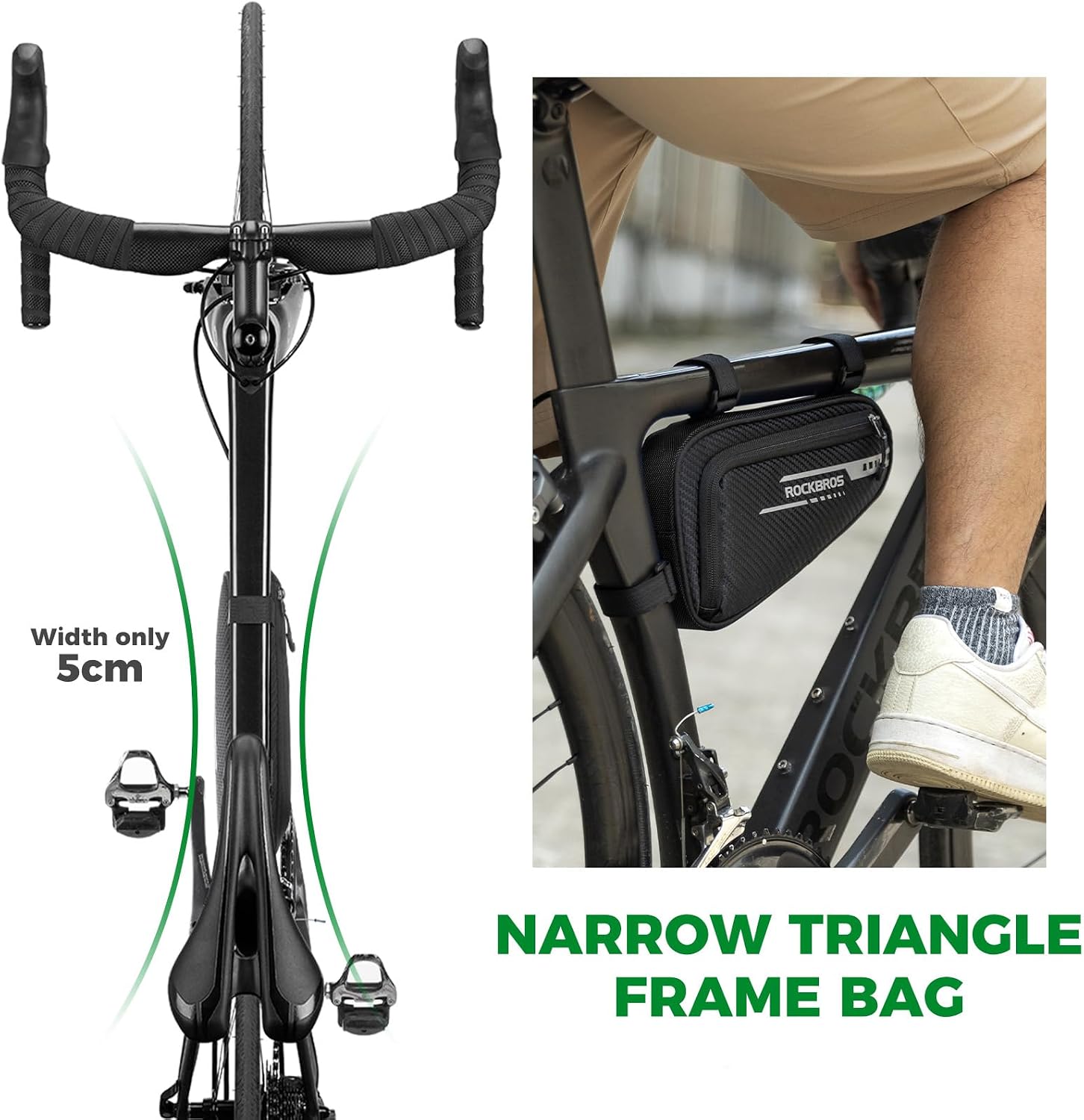 Detalle 2 de ROCKBROS Borsa da telaio triangolare 1,2 L per MTB