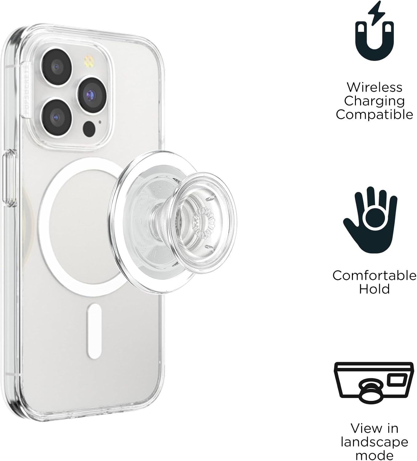 Thumbnail 2 de PopSockets 806827 PopGrip MagSafe スマホグリップ＆スタンド クリア・アダプターリング付き
