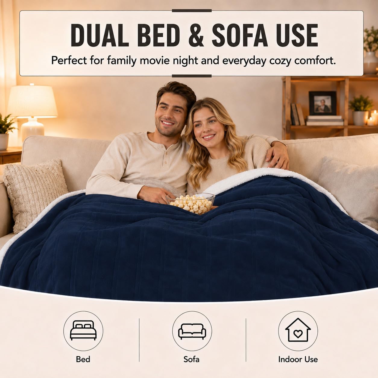 Detalle 2 de Ladung WDJ-EBA-BL-QS Electric Heated Blanket, Queen 84 × 90 in, Dark Blue