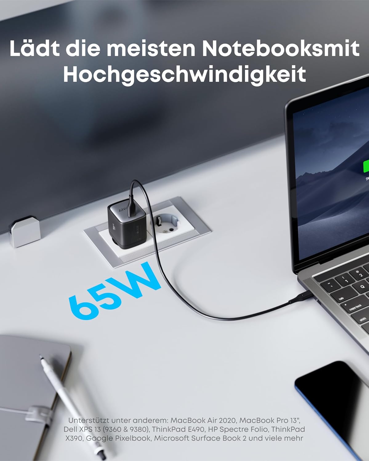 Detalle de Anker Nano II 65W USB-C Ladegerät Netzteil – kompakt, schnell, zuverlässig