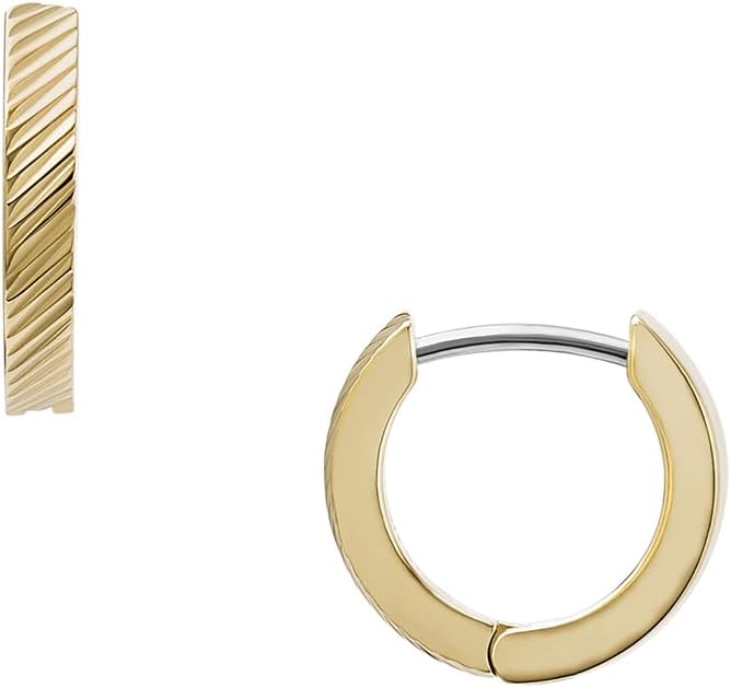 Detalle de Fossil Damen Ohringe – Goldfarbener Edelstahl mit Ringverschluss