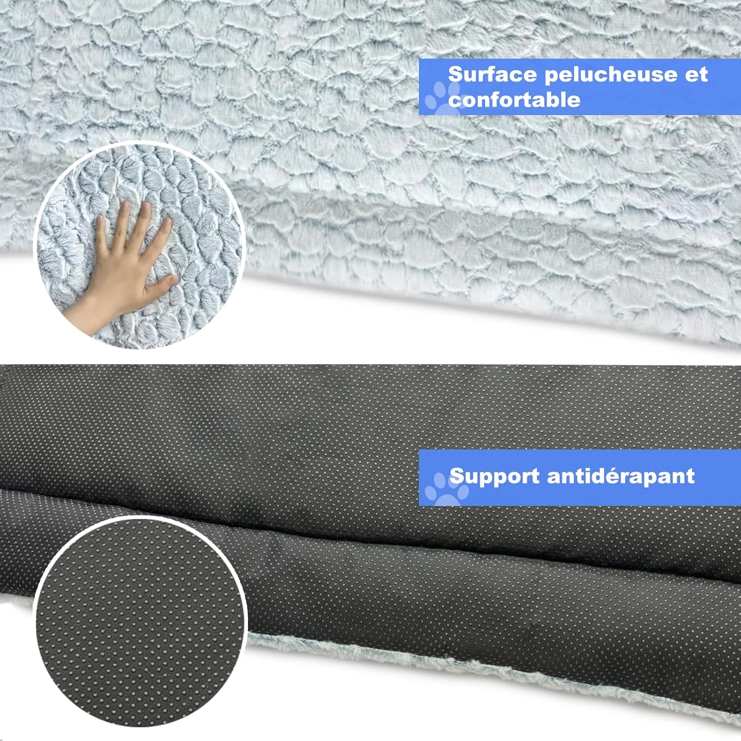 Thumbnail 3 de Aspand Coussin pour chien en peluche pour chien de grande et moyenne taille, bleu, 109 x 73 cm