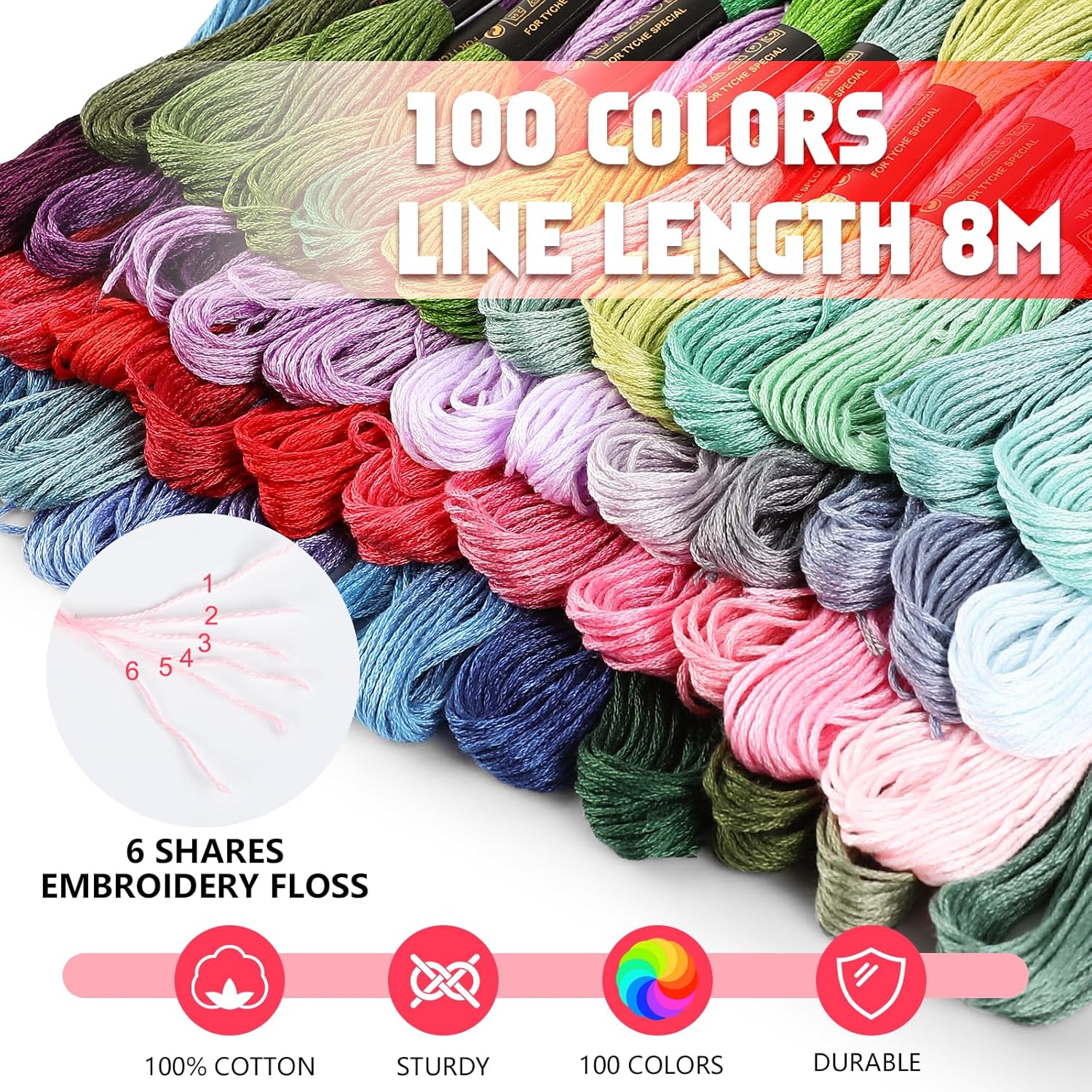 Thumbnail 1 de Romon Kit da ricamo con 100 fili e 5 cerchi 🎨