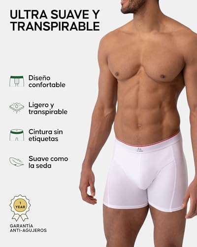 Thumbnail 2 de DANISH ENDURANCE Pack 6 calzoncillos bóxer de bambú para hombre (blanco) con o sin bragueta, XL