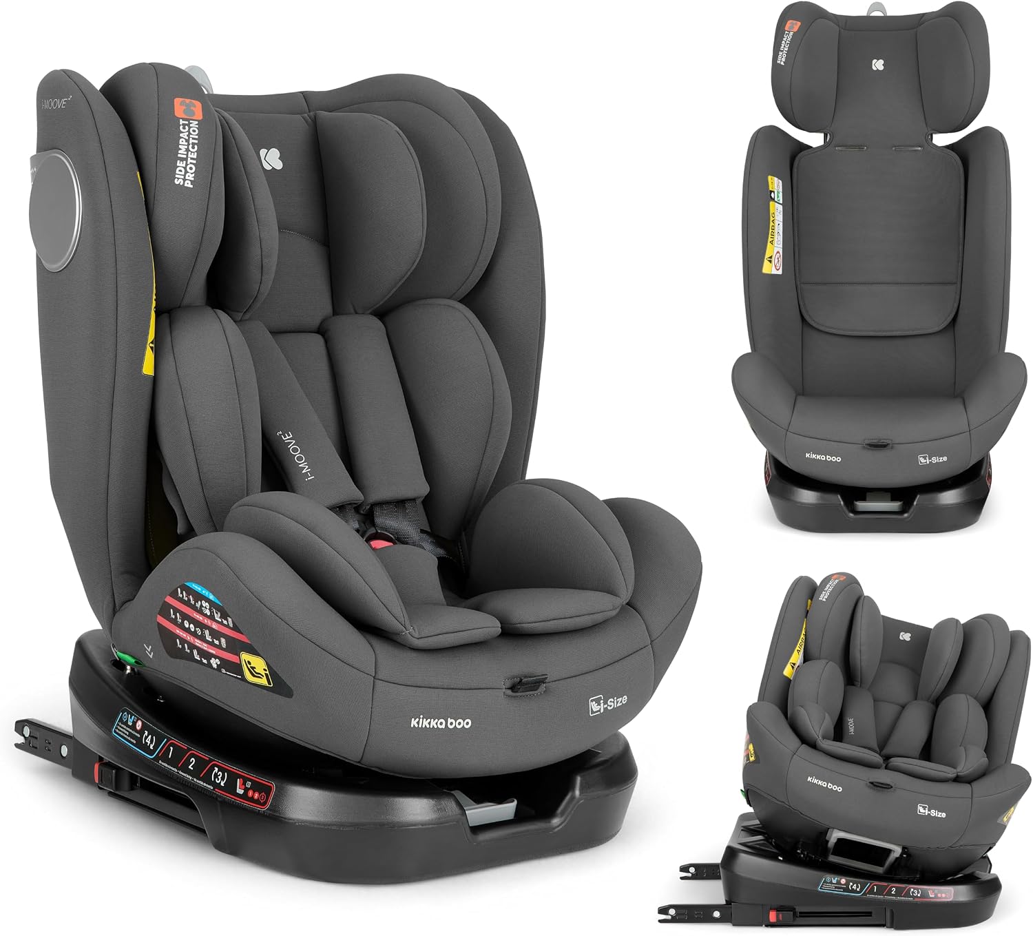 KikkaBoo Siège Auto i-MOOVE 2 : rotation 360°, ISOFIX et i-Size pour 0 à 36 kg