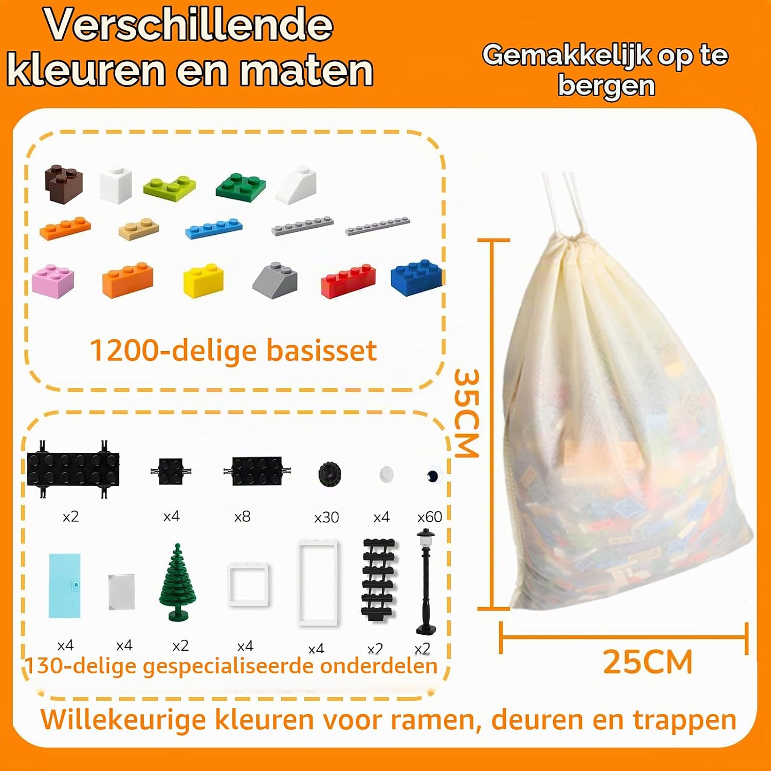 Detalle 2 de Cabeeskii GJ-BB01 Classic bouwstenen, 1.330-delig met accessoires