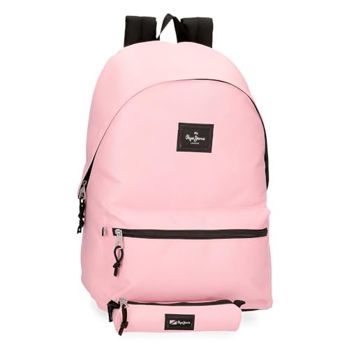 Detalle de Pepe Jeans Aris: Mochila para Portátil 15,6” en rosa, comodidad y organización para el día a día