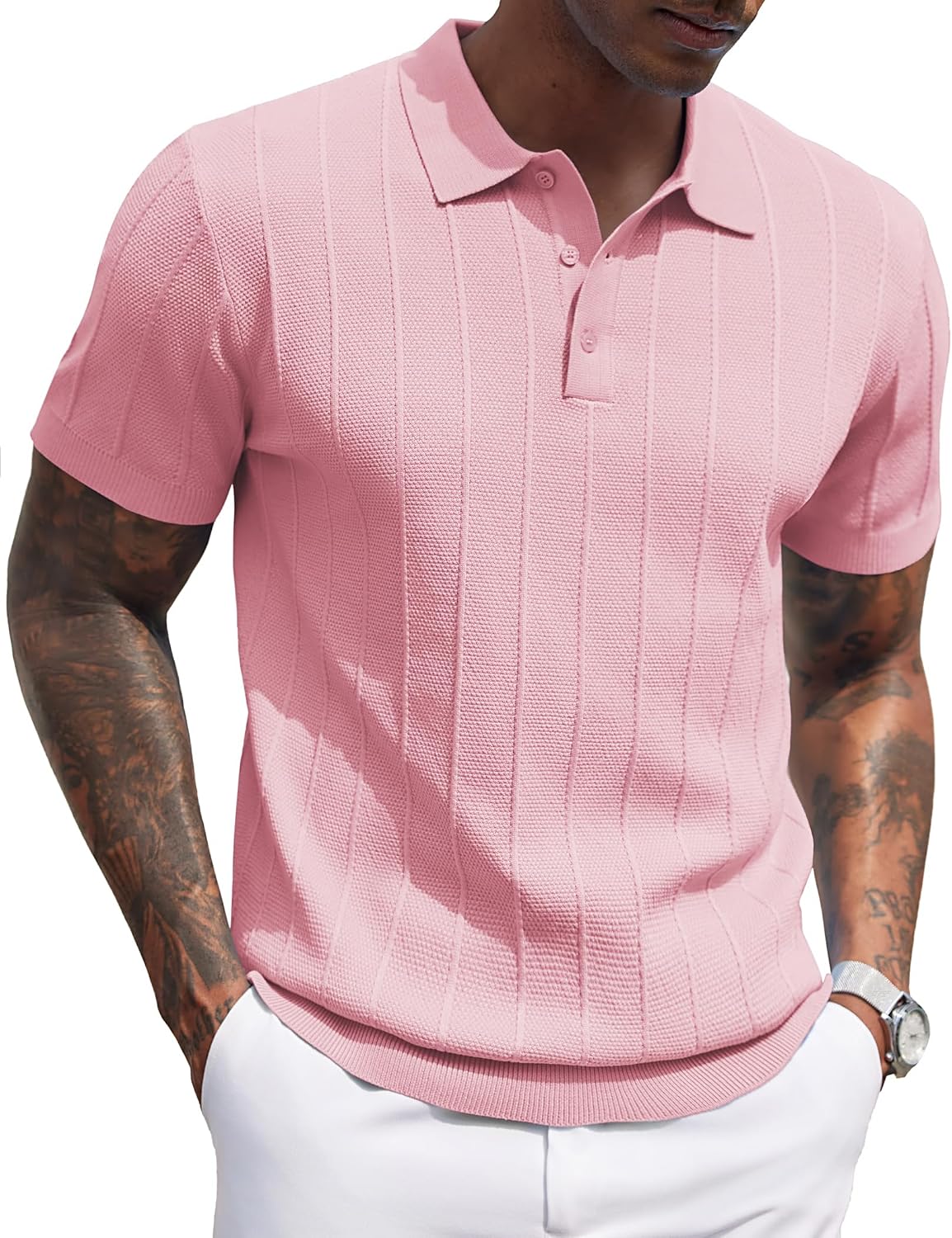 Detalle de COOFANDY Knit Polo Short Sleeve 1️⃣