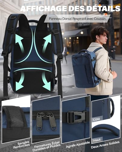 Thumbnail 4 de VANKEV Bagage Cabine 40x20x25 cm – sac à dos de voyage homologué Ryanair