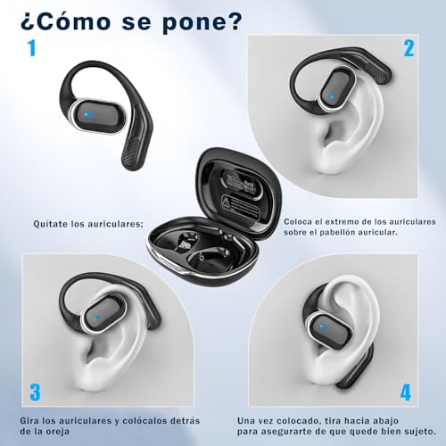 Thumbnail 3 de TRAUSI Auriculares inalámbricos de oído abierto con Bluetooth 5.4, 50 h de autonomía y certificación IPX7