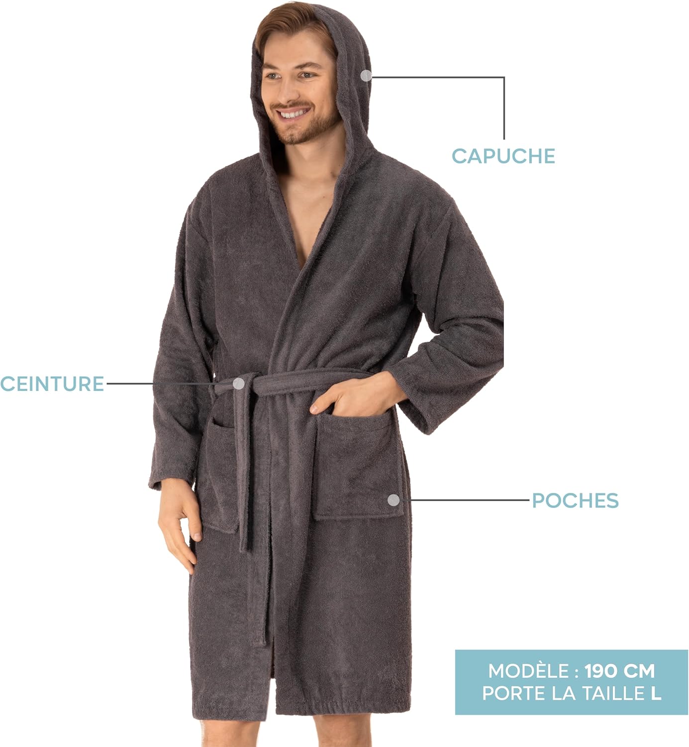 Detalle de Twinzen Peignoir de Bain Homme M 350 g/m²