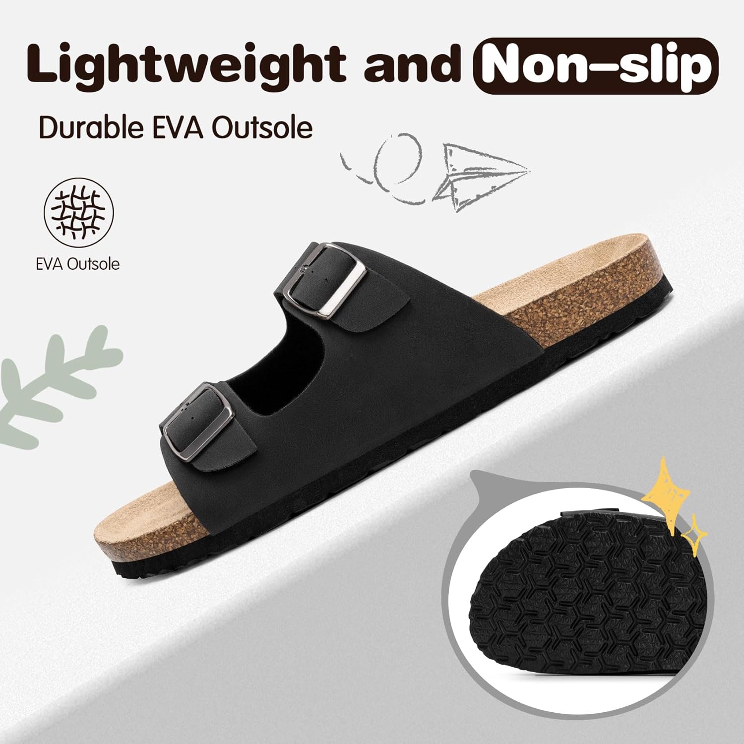 Detalle de FITORY Glitter Slide Sandals with Cork Footbed and Adjustable Straps (Kids)