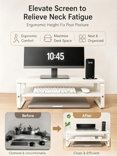 Thumbnail 7 de DOMSHOCT Monitor Stand Riser with Phone Holder — 2 Tier Ergonomic Desk Accessory